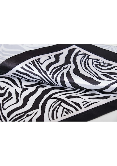 Zebra Baskılı Kumaş Siyaha Beyaz Runner Kırlent Seti 3 Parça 1377 Siyah