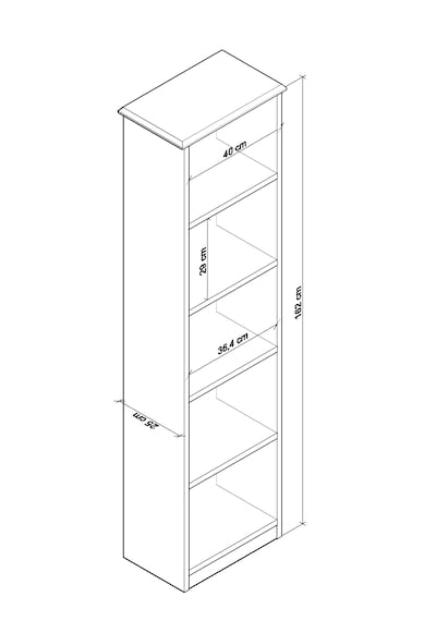 Olven Kitaplık 5 Raflı , 162 Cm Beyaz-meşe