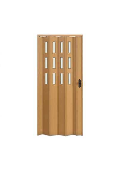 Faran Dekorasyon 102 x 230 Meşe Renk Camlı Pvc Akordiyon Kapı - FRNAKMODEL-0-139