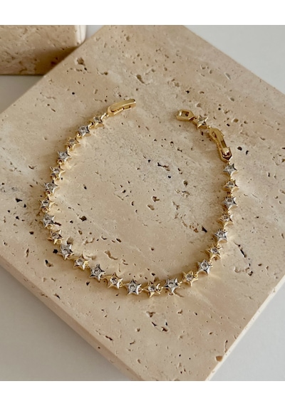Gold Zirkon Taşlı Yıldız Bileklik Çok Renkli