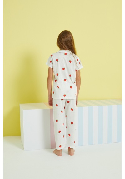 Siyah İnci Örme Düğmeli Pijama Takım 24108024 Çok Renkli