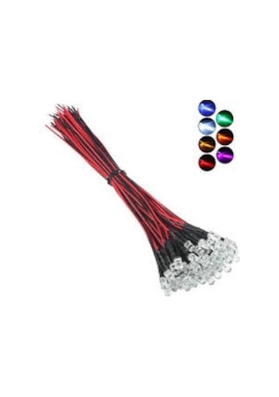 12v 5mm Şeffaf Mantar Led 0,22mm²20 Cm Kablolu Mor 5adet