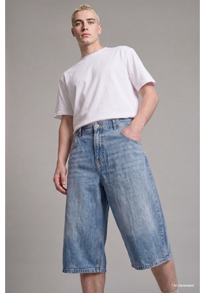 Defacto %100 Pamuk Super Baggy Fıt Mavi Bermuda Jean Şort I3952ax26hsnm28 Mavi-nm28