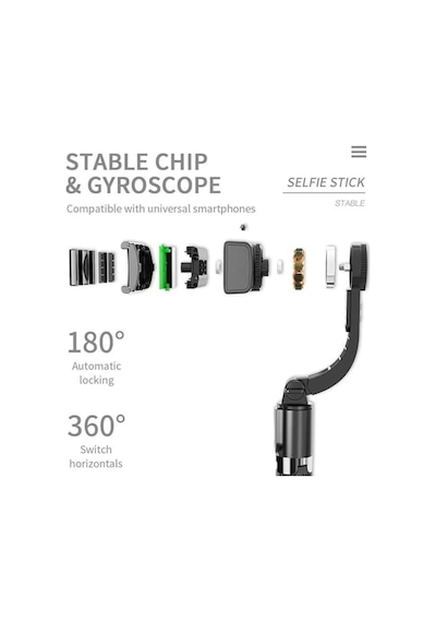 Katlanabilir Bluetooth El Gimbal Akıllı Telefonlarla Uyumlu 360 Dönebilen Taşınabilir Telefon Tutucu
