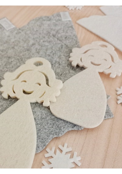 Gri Keçe Yılbaşı Melek Süsü 3lü Set - Montessori Kendin Yap Seti
