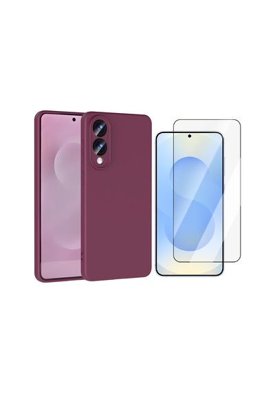 Vendas Galaxy Uyumlu S25 Edge  Kılıf Vendas Mara Lansman Kapak + Cam Ekran Koruyucu Koyu Mor