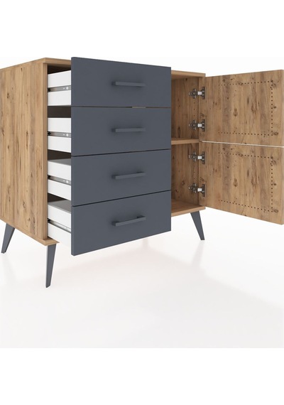 Hyperion Şifonyer Tek Raflı 4 Çekmeceli 2 Kapaklı 88x44x80 Çam-çam/antrasit Çam/antrasit Hyperion Şifonyer Tek Raflı 4 Çekmeceli 2 Kapaklı 88x44x80 Çam-çam/antrasit Çam/antrasit