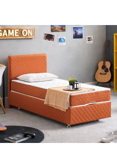 Luka Çift Kişilik Baza Başlık Orthosoft Yatak Seti - Turuncu 150 x 200 CM