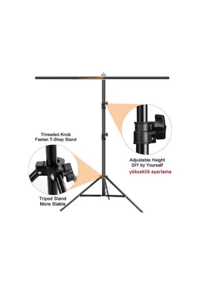 2x2 Metre T Arka Plan Destek Seti, Fon Standı Stüdyo, Fotoğraf, Video, Açılış,doğum Günü İçin Demir Tag,tek Ayaklı Fon Standı