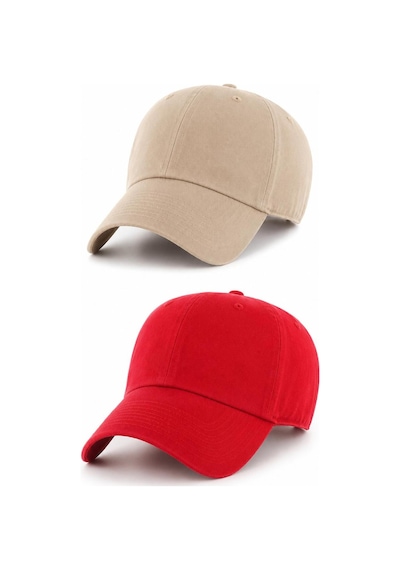 Caxis Spor Şapka Unisex 2'li Takım Bej Ve Kırmızı Arkası Cırtlı Ayarlanabilir Kırmızı - Bej
