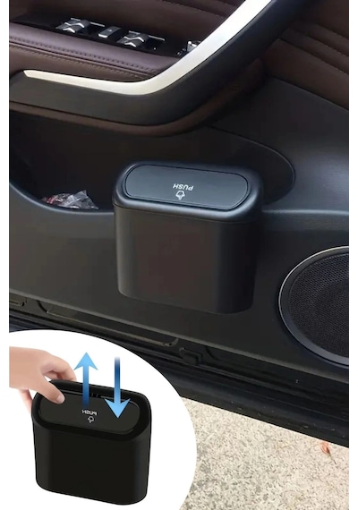 Biishe Araç İçi Takılarak Sabitlenebilen Mini Kapaklı Çöp Kovası Çok Renkli