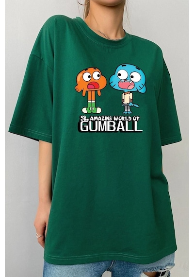 Unisex Gumball Baskılı Tasarım T-shirt Yeşil