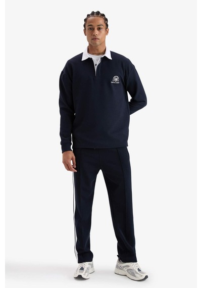 Defacto Defactofit Boxy Fit Gömlek Yaka Sporcu Sweatshirt F4396ax25aunv253 Lacivert
