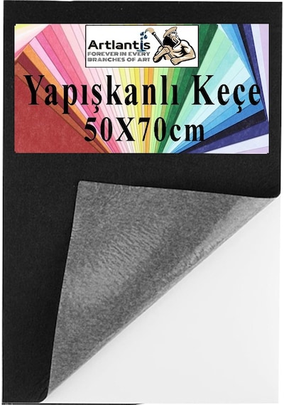 Yapışkanlı Keçe 50x70 Cm 1 Adet 2.0 Mm Kendinden Yapışkanlı Renkli Hobi Keçesi Elişi Keçe Kumaşı Anasınıfı Kreş Etkinlik Siyah