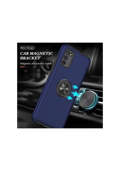 Samsung Galaxy A02s Kılıf Elit Yüzüklü Kapak - Lacivert