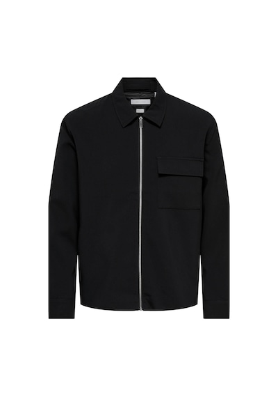 Only & Sons Onswıll Erkek Fermuarlı Overshirt Gömlek Regular Fit Günlük Şık Siyah