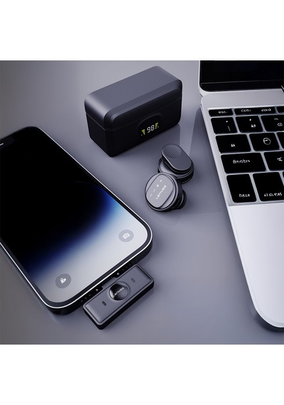 Lenyes Lm204-l Akıllı Gürültü Engelleyici Lightning Bağlantılı Kablosuz Yaka Mikrofonu Siyah