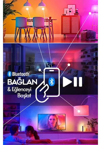 Kumandalı Ayarlanabilir Rgb Bluetooth Hoparlör Led Ampul Lamba