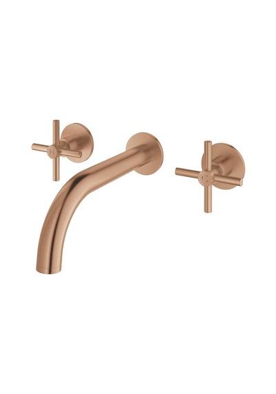 Grohe Atrio 20661DL0 Sıva Üstü Grubu 3 Delikli Duvardan Ankastre Lavabo Bataryası Fırçalı Bakır