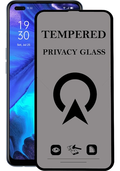 Oppo Reno 4 ile Uyumlu Tam Kaplayan Hayalet Privacy Temperli Cam Ekran Koruycu