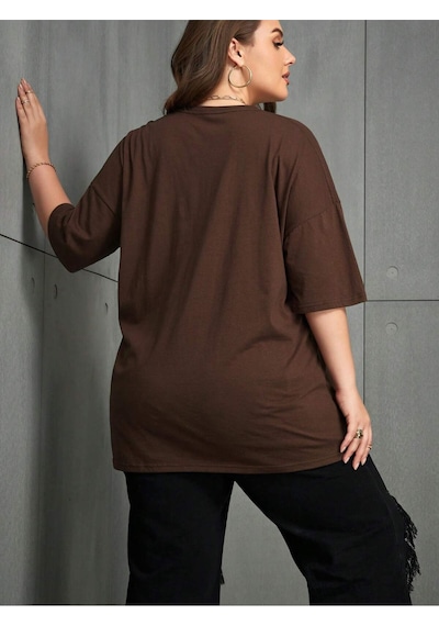 Uyguntarz Unisex Berkeley Baskılı T-shirt Kahverengi