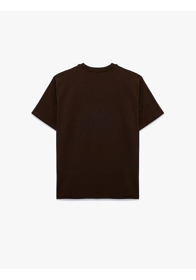 Koton Pamuklu Kısa Kollu Bisiklet Yaka Oversize Basic Tişört Kahverengi 6sak50170ek Kahve
