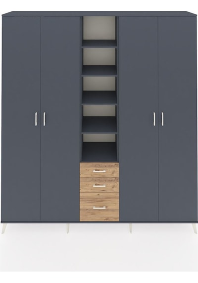 Hyperion Dolap 17 Raflı 3 Çekmeceli 4 Kapaklı 220x44x243 Antrasit-antrasit/çam Antrasıt/atlas Çam Hyperion Dolap 17 Raflı 3 Çekmeceli 4 Kapaklı 220x44x243 Antrasit-antrasit/çam Antrasıt/atlas Çam