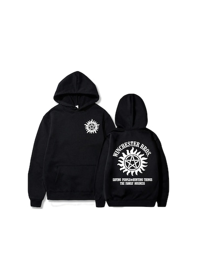 Tarzsokak Siyah Unisex Supernaturall Winchester Bros Kapüşonlu Moletom Masculino