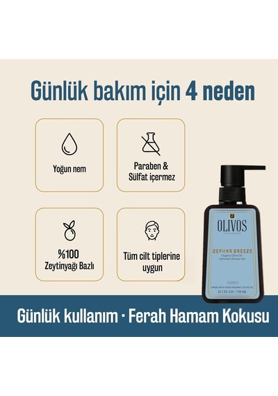 Doğal Zeytinyağlı Duş Jeli - Geleneksel Hamam Kokusu, Nemlendirici Ve Besleyici, Hassas Ciltler İçin İdeal, 750ml 285 ML
