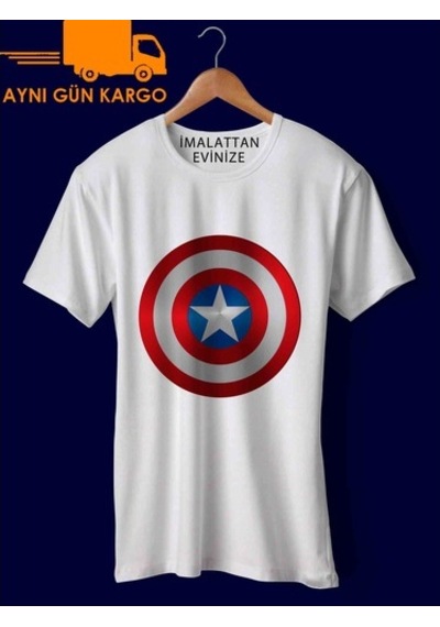 Kaptan Amerika Tasarım Baskılı Tişört Tshirt Ücretsiz Kargo