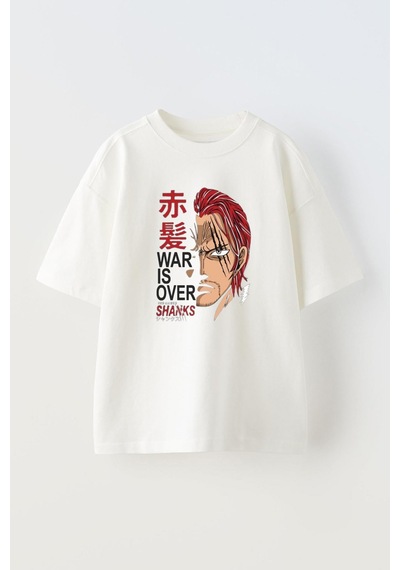 Thewert Unisex War İs Over Shanks Tasarım Baskılı Pamuk Beyaz Oversize T-shirt