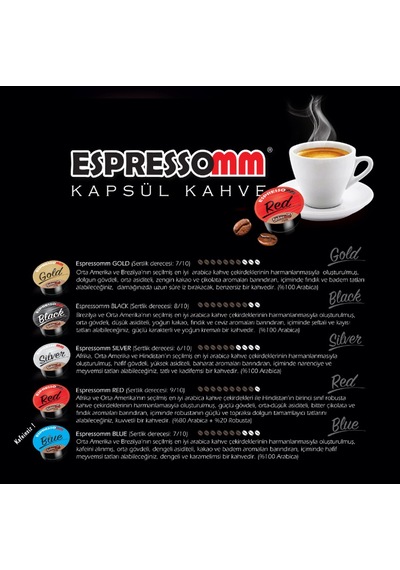 Espressomm® Tchibo Cafissimo Makineleri İle Uyumlu Blue Kafeinsiz Kapsül Kahve 10'lu