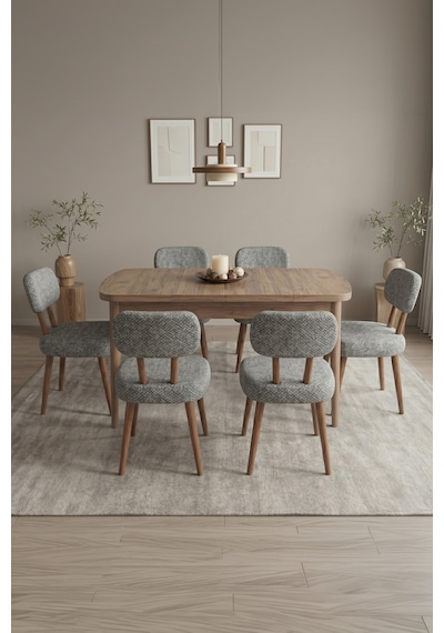 Hopii 80x132 Açılır Kelebek Masa 6 Sandalye Mutfak Masası Takımı, Yemek Masası Takımı Gri Hopii 80x132 Açılır Kelebek Masa 6 Sandalye Mutfak Masası Takımı, Yemek Masası Takımı Gri