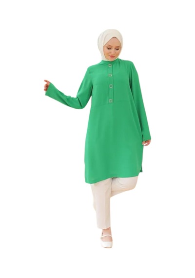 Levidor Kare Çıtçıtlı Tunik 24yt451 Yeşil