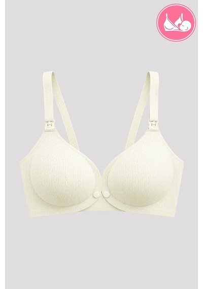 Cottonill Seamless Bra - Mavelle Krem Lazer Kesim Klipsli Ve Çıtçıtlı Önü Açılabilir Emzirme Sütyeni