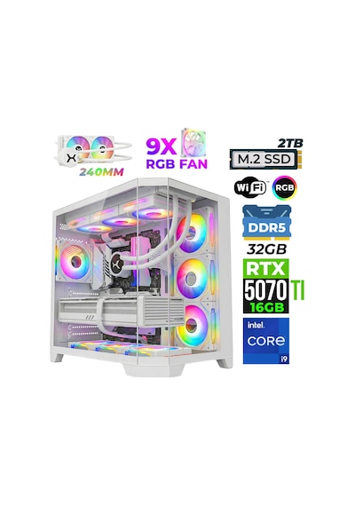 Xaser PEARLX60 i9-14900KF 32 GB 2 TB M.2 NVMe SSD 16 GB RTX5070Ti Free Dos Masaüstü Oyuncu Bilgisayarı