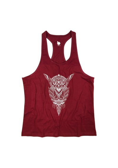 Bluu Owl Fitness Gym Tank Top Sporcu Atleti Bordo