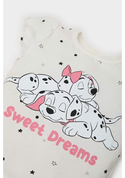 DeFacto Kız Bebek 101 Dalmatians Pijama Takımı Kısa Kollu Penye Üst Beli Lastikli Şort E4616A525SMWT47 Beyaz