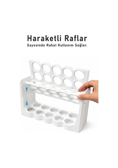30 Bölmeli Yumurta Kutusu 3 Katlı Yumurtalık Buzdolabı Organizeri Saklama Kabı G-771 Beyaz Çok Renkli