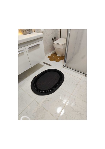 Jüt Desenli Kapı Önü Paspas Banyo Paspası Balkon Paspası Hediyelik Ev Eşyası Antarasit Siyah Antarasit Siyah