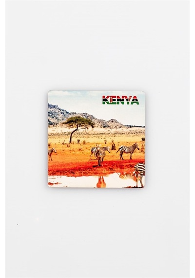 Kenya Temalı Ahşap Bardak Altlığı Çok Renkli