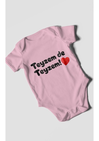 Morivokids Teyzem De Teyzem Kısa Kollu Bebek Body %100 Pamuk Koyu Pembe