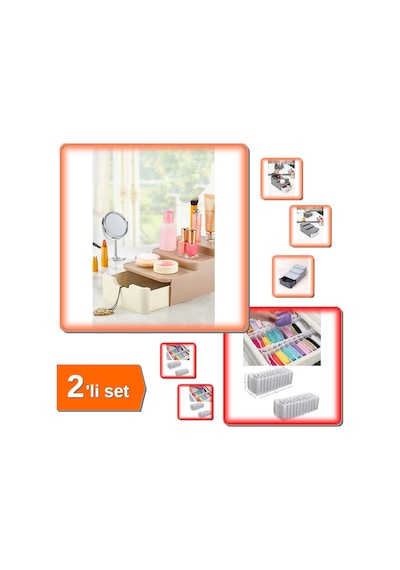 Compact Çekmeceli Düzenleyici Makyaj Organizeri + 10 Gözlü Çekmece Düzenleyici - 2li Set W1q5c9 Belirtilmemiş