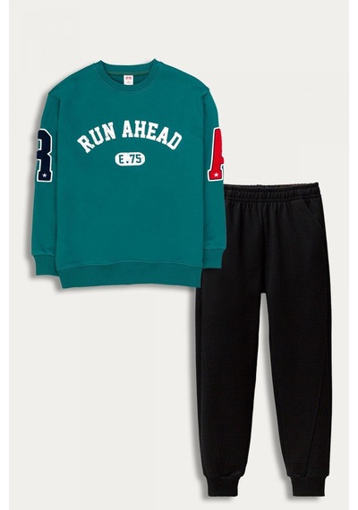 Erkek Çocuk Sweatshirt Eşofman Takımı Alt Üst 2 Parça 4055-y Yeşil