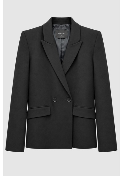 Thalure Kadın Siyah Çift Düğmeli Oversize Blazer