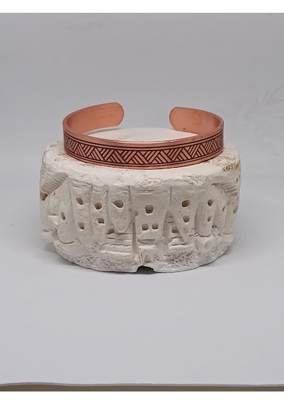 El İşçiliği Desenli Saf Bakır Bileklik Doğal Bakır Bilezik Unisex Otantik Tasarım Hasır