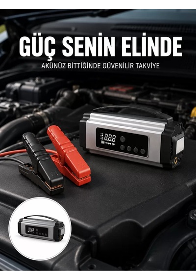 Yolda Kalmaya Son Dijital Ekranlı Akü Takviye Ve Hava Kompresörü Çok Fonksiyonlu Acil Güç Ünitesi Yeni Nesil Cn