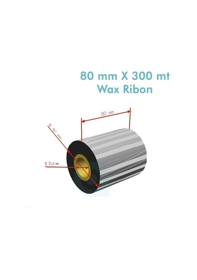 Pluscopy Wx-10fbk Standart Wax Ribbon 80mm X 300m 1 Outside Barkod Yazıcı Şeridi Bkkb Rb00629 Pluscopy