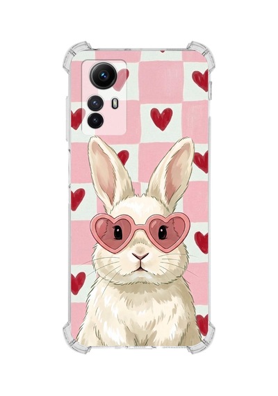 Printify Redmi Note 12s İle Uyumlu Pembe Pötikare Serisi Pembe Zıpzıp Tasarımlı Uv Baskılı Köşe Korumalı Antişok Kılıf Şeffaf