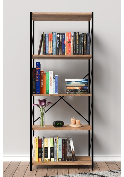 150 Cm Kitaplık Metal Dekoratif Çok Amaçlı Raf Kahverengi 150 Cm Kitaplık Metal Dekoratif Çok Amaçlı Raf Kahverengi